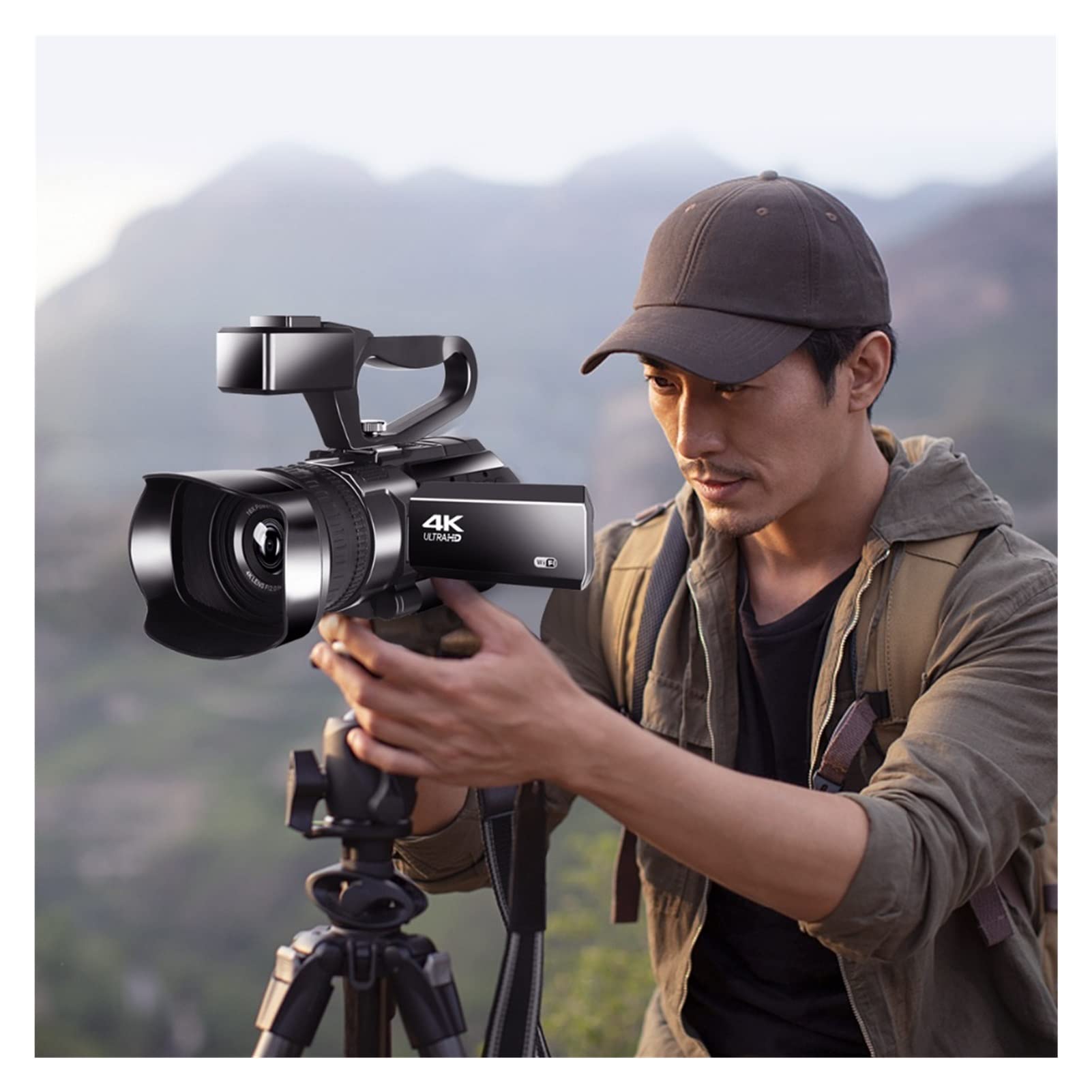 Digital Camera, 4K Ultra HD 48MP Caméscope vidéo Caméra for VLOG enregistrant Le Streaming en Direct 30x Zoom numérique Ivre Vision Nocturne WiFi App Contrôle de 3,0 Pouces(64GB SD Card)