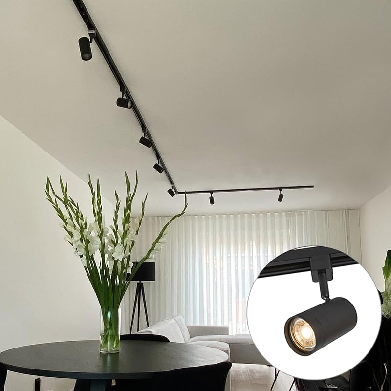 QAZQA Modern Fekete Sínrendszer 10 Spotlámpával - GU10 Foglalat, Dimmelhető, 500 cm, Alumínium, Beltéri Világítás Nappaliba, Konyhába, Hálós
