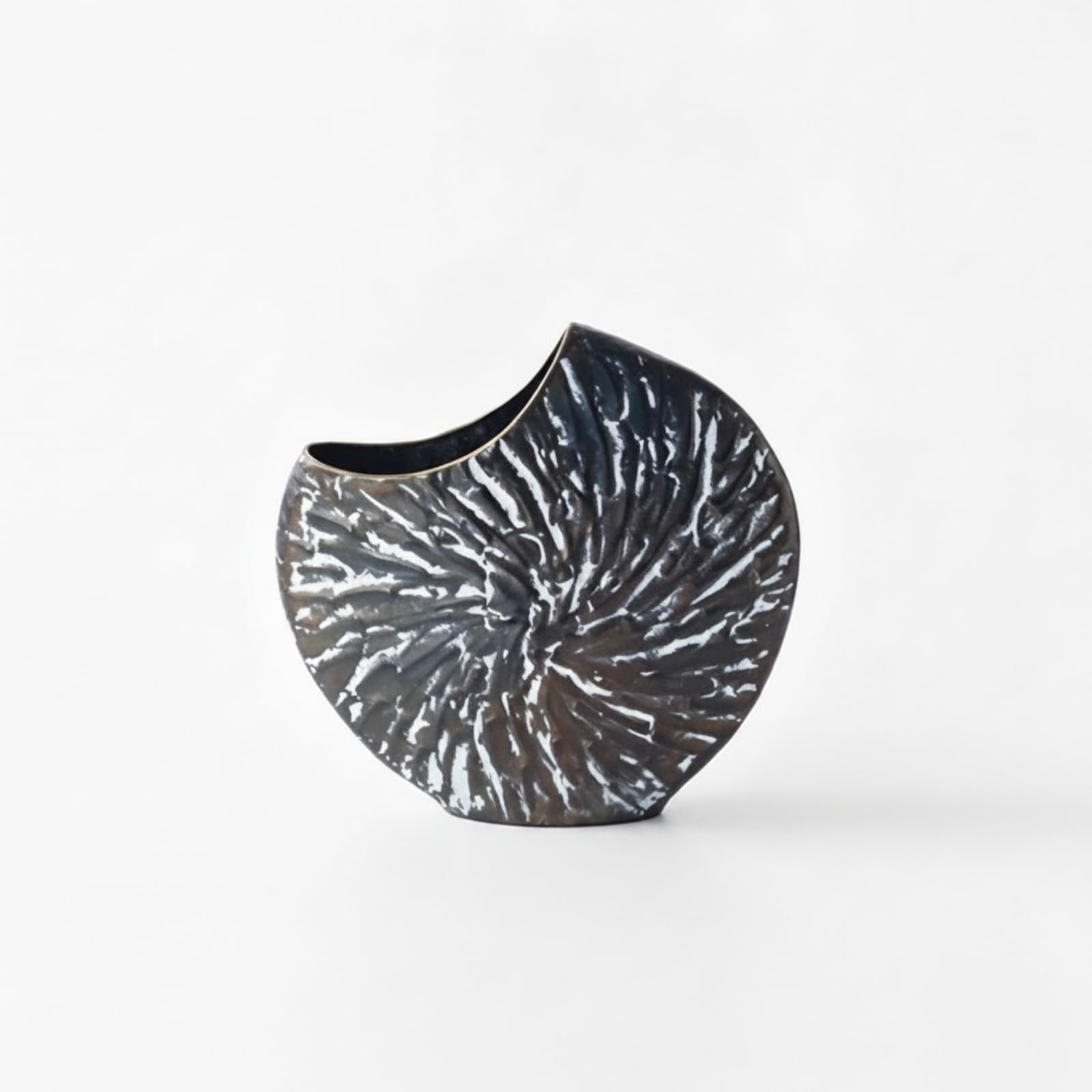 Jarrón Hierro Decorativo con Relieve, 39cm X 12cm X 36.5cm | Metálico, Moderno Rústico, Jarrón Irregular Hierro, para Estantería, Hogar