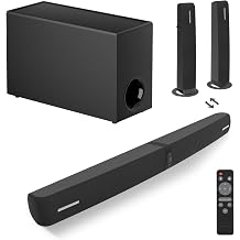 Sound Bar with Subwoofer, 110W Sound Bar for Smart TV with Adjustable Deep Bass &amp; Volume Boost &amp; 3 Equalizer Modes, Bluetooth/ARC/Opt/AUX, Detachable Soundbar for TV/PC/Gaming/Projectors