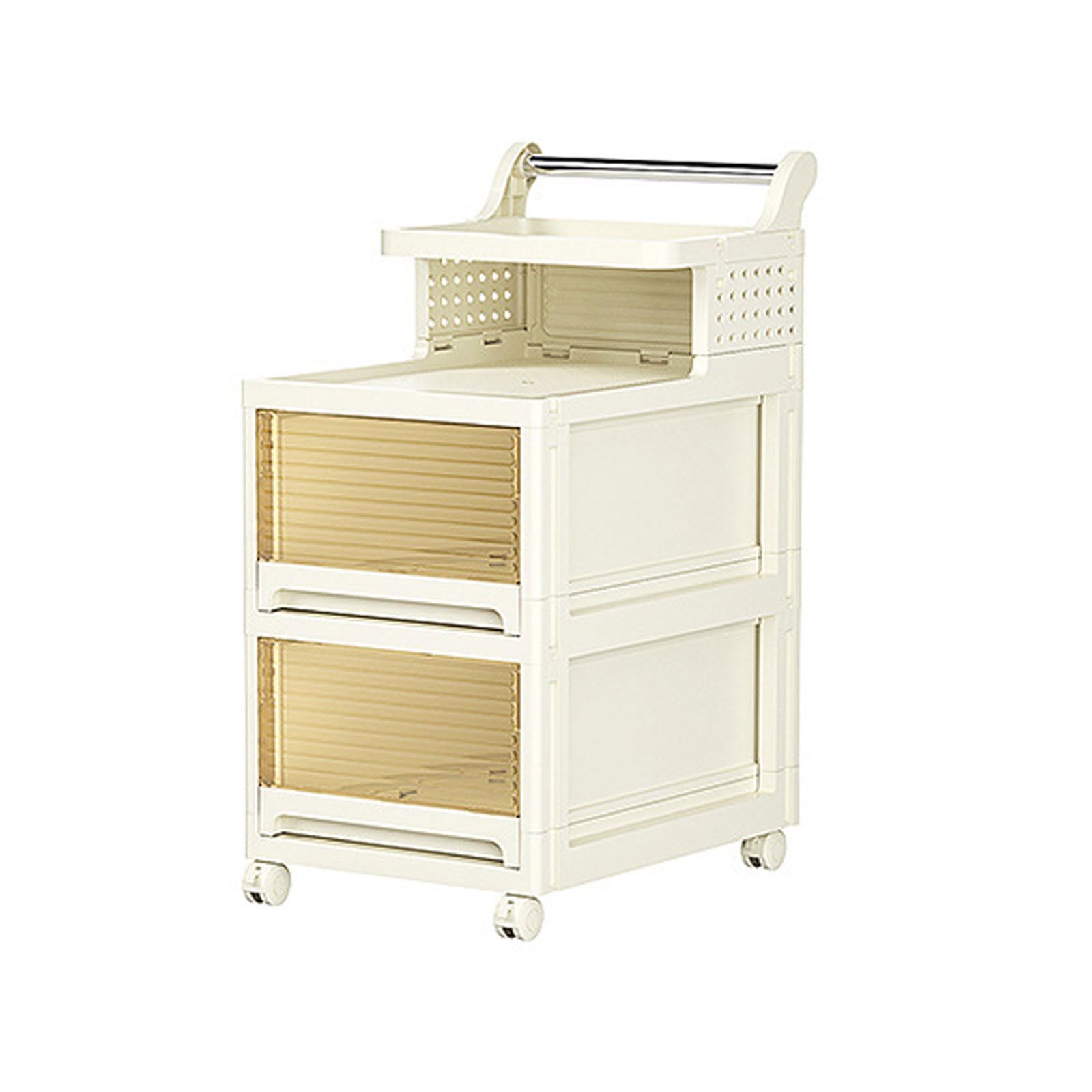 Gabinete de Almacenamiento de Baño Delgado con Ruedas Carro de Cocina Estrecho con Asa, Gabinete de Piso Impermeable con Ruedas Y Cajones para Espacios Pequeños