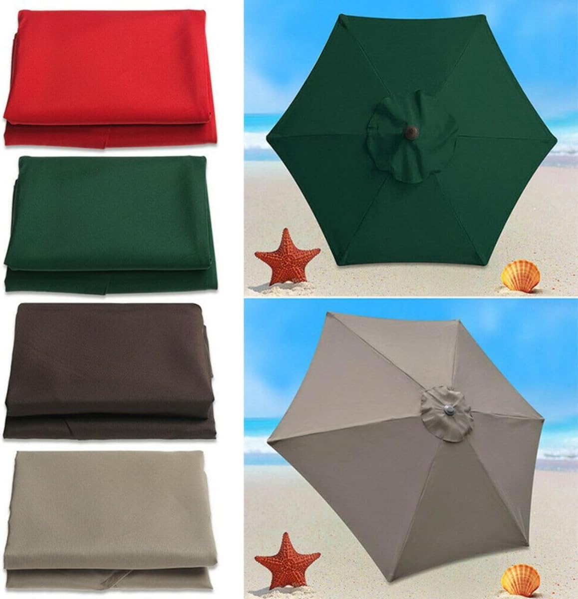 Outdoor courtyard sunshade replacement canopy - Garden center pillar umbrella waterproof polyester sunshade umbrella cloth (RED,2.5 meters/6 bones)