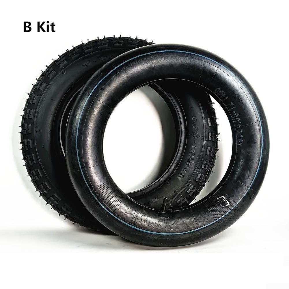 Kit camera d'aria per bici elettrica 16 x 4.0 e gomma butilica con valvola diritta, resistente 4PR/8PR sostituzione per /16 pollici/e-bike e/12 pollici/cerchione, nero//