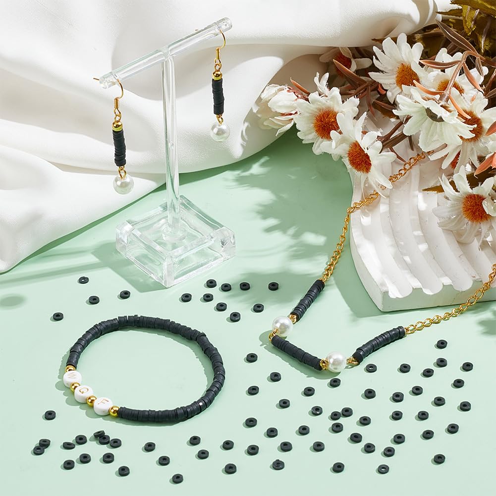 NBEADS 380 Perline Di Argilla Polimerica Piatte 3mm - Filo Di Perline Fatte A Mano Per Creare Gioielli Fai-da-Te - Distanziatori Rotondi Colore Dodger Blu - Foro 1mm