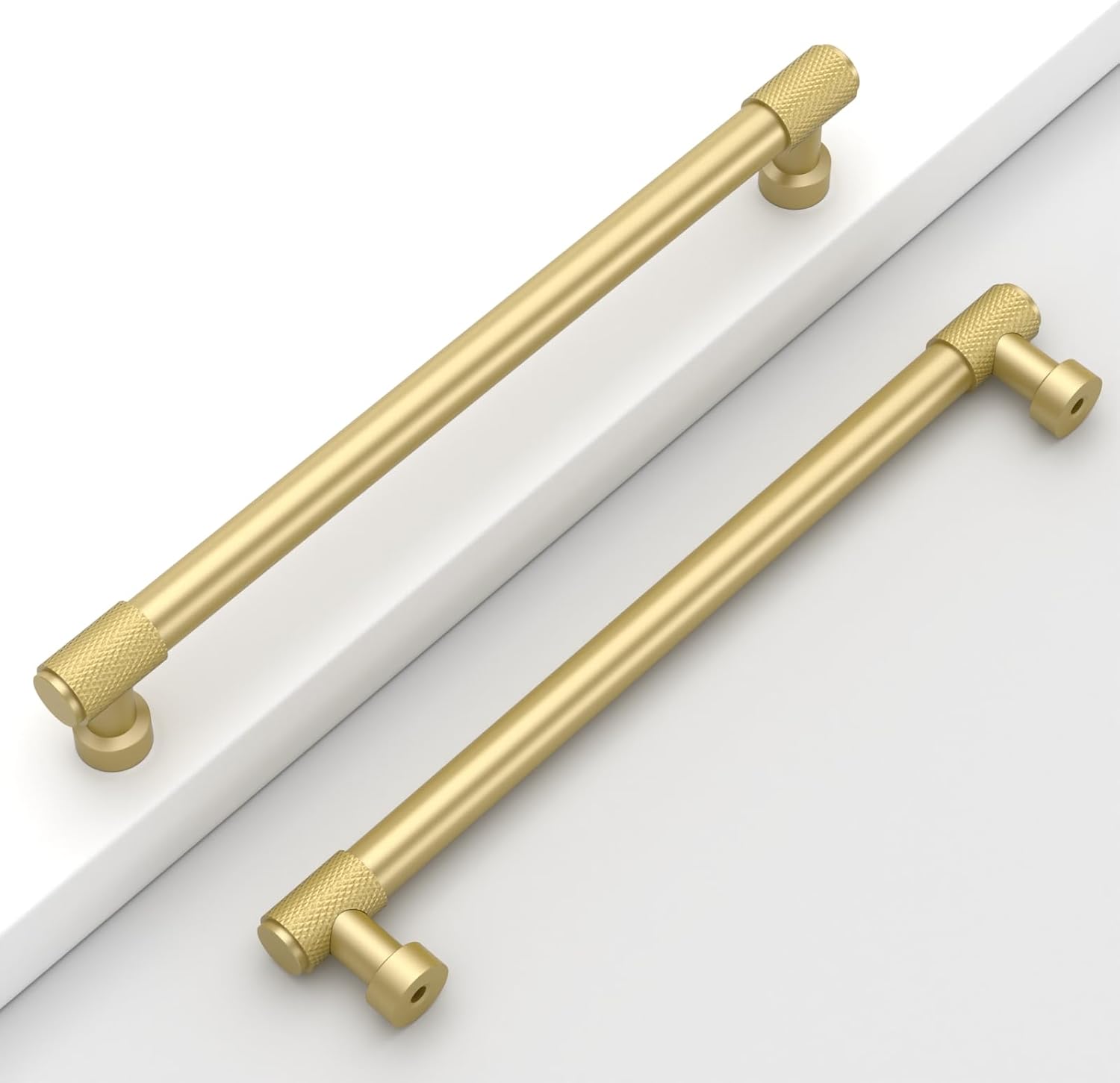 10 Pack 7.5"(192mm) Gold Cabinet Pulls Knurled Kitchen Cabinet Handles Matte Gold Drawer Pulls Cupboard Hardware for Cabinets CK0028 7.5"/192MM Hole Center Matte Gold