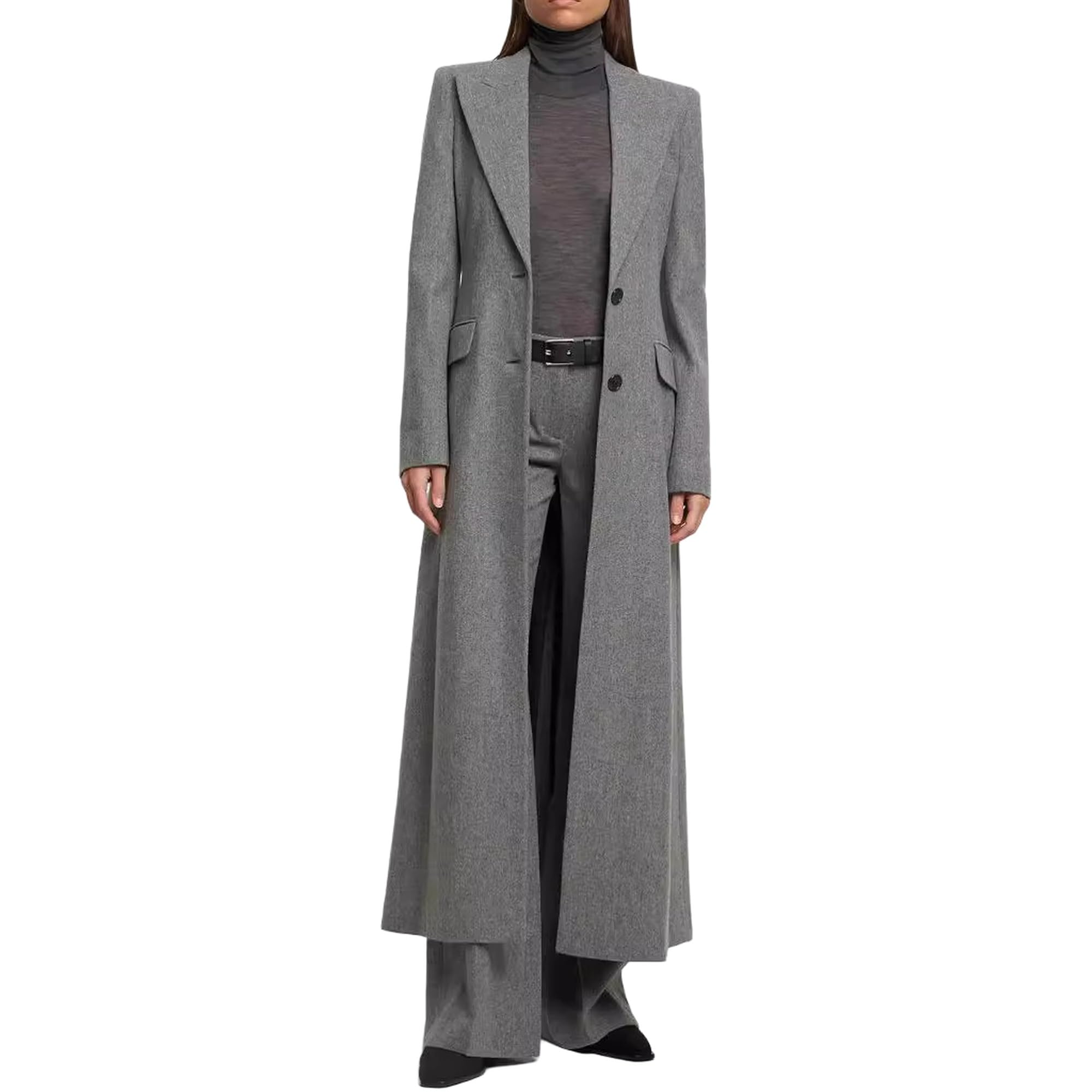 Trench d'hiver élégant pour femme avec revers cranté | Veste trench longue, manteau classique, col à revers, boutons sur le devant, couche d'hiver décontractée et élégante