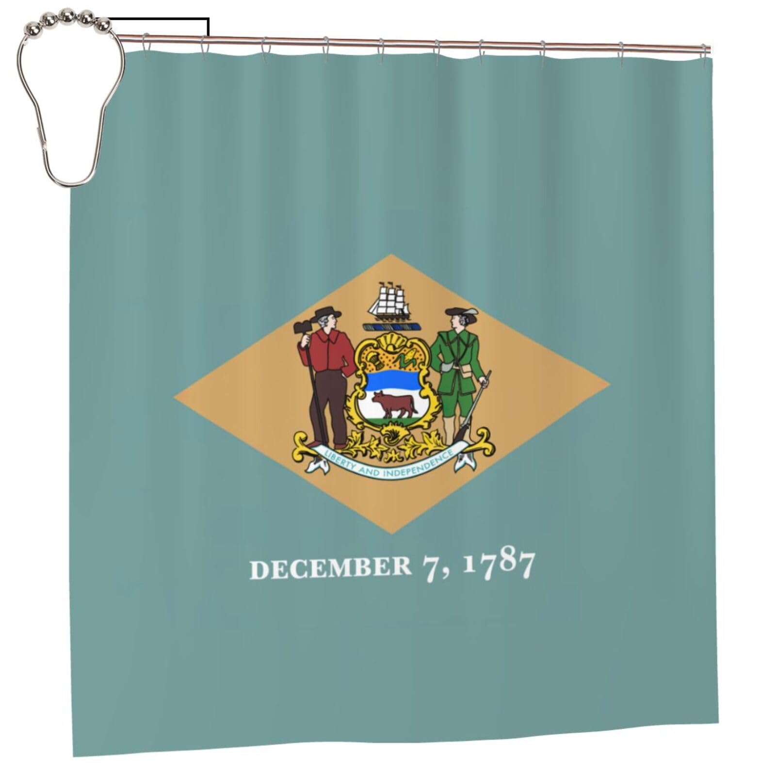 Rideau de douche imprimé drapeau Delaware avec 12 œillets inox 183cm
