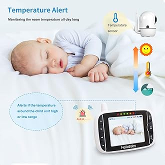 HelloBaby Video Baby Monitor with 2 Cameras and Audio. Baby Monitor with Remote Pan/Tilt/Zoom, VOX Mode, Night Vision, 2-Way Talk, 8 Lullabies