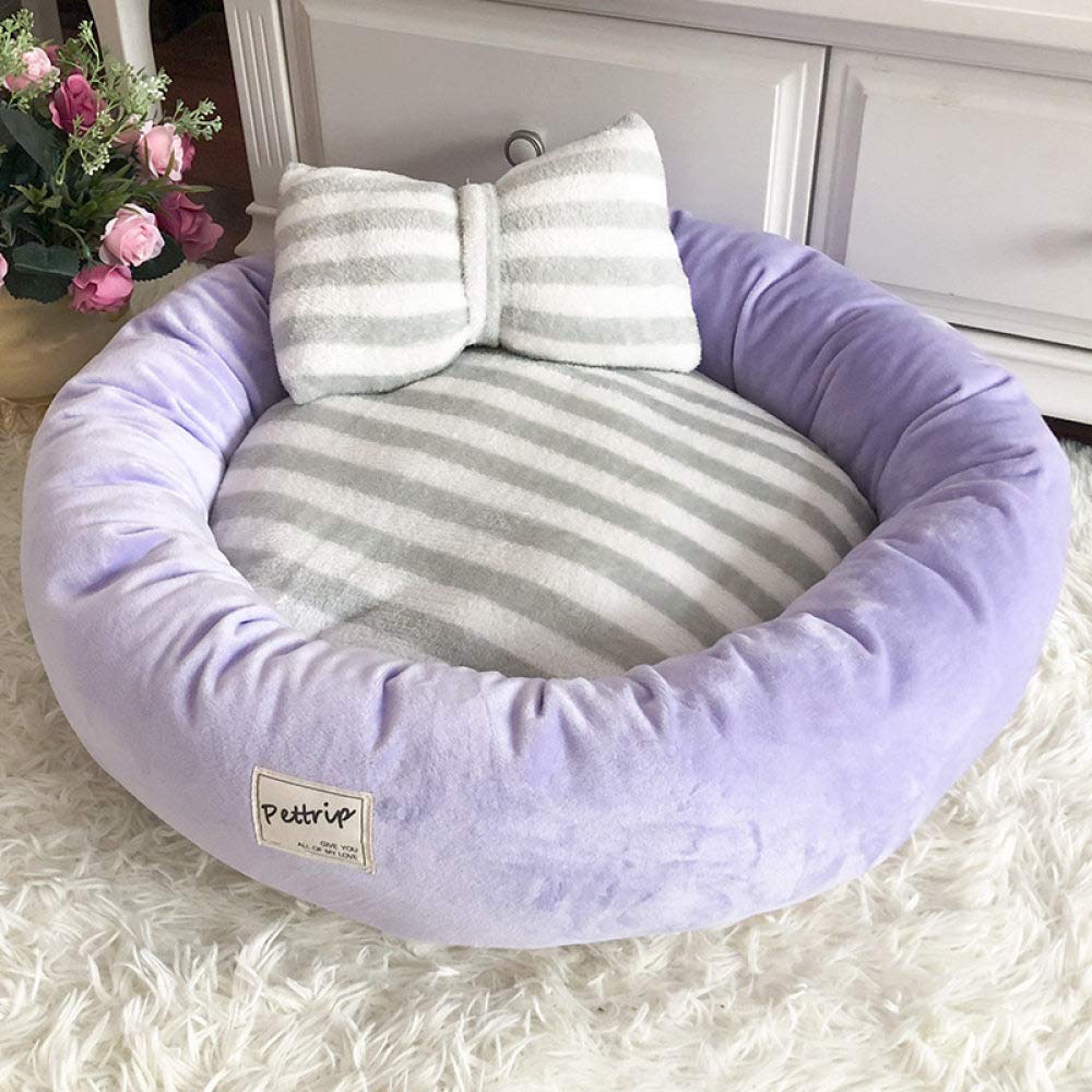 Lit pour chat contre l'anxiété | Coussin donut pourpre