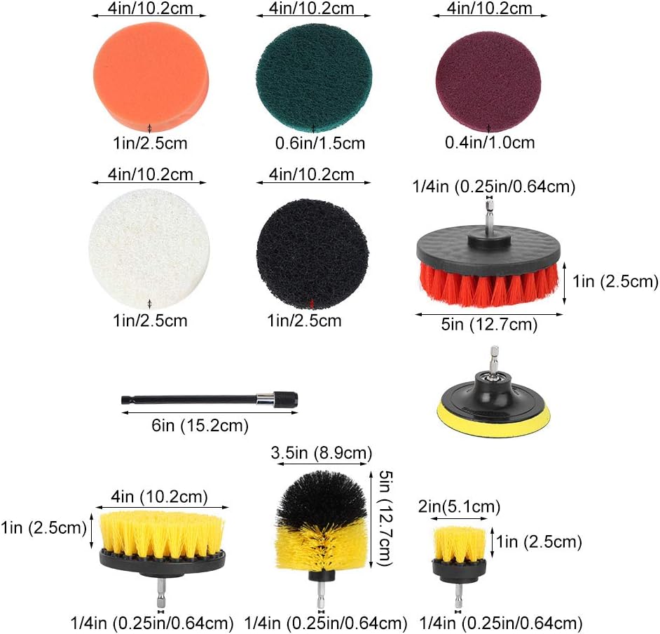 18Pcs Electric Drill Brush Set, Power Scrubber Brush Attachments, Multifunction Cleaning Kit with Nylon, All Purpose Drill Brush Kit for Bathroom Tile Grout Floor Carpet U