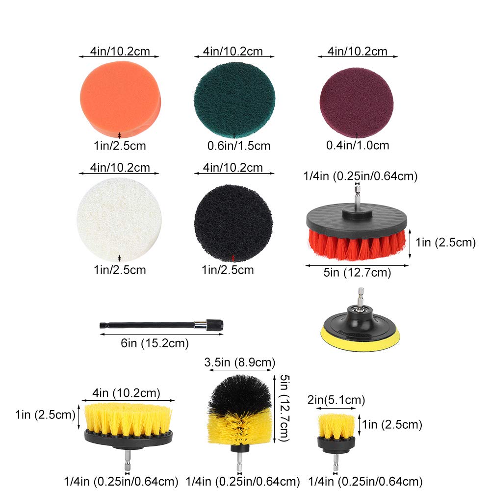 Set di 18 spazzole per trapano elettrico, multifunzione in nylon, accessori per la pulizia della casa, per vasca da bagno, malta, tappezzeria, superficie del bagno