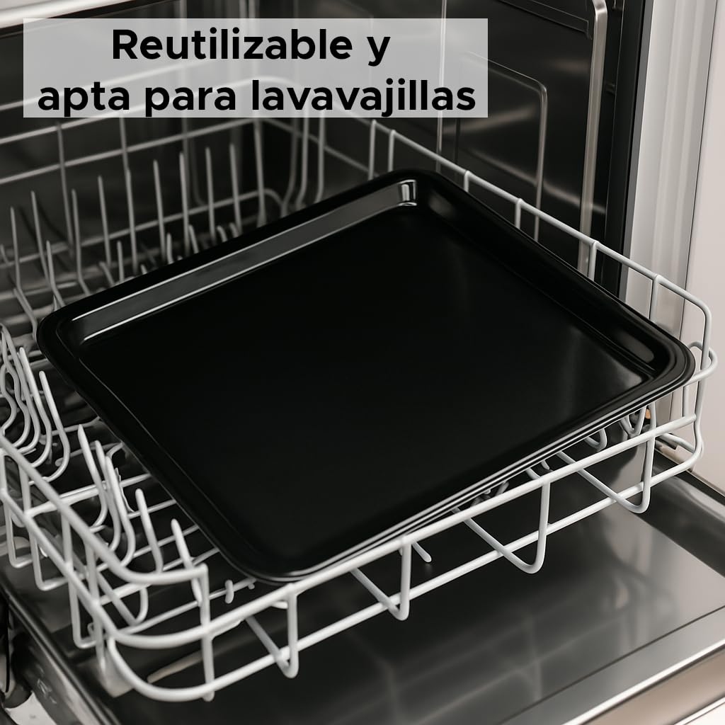 4 Bandejas de Plástico Duro, 50x37cm, Color Negro, Bandeja Rectangular, para Servir, Autoservicio, Fast Food, Apto para Lavavajillas, Resistente, Plástico PS
