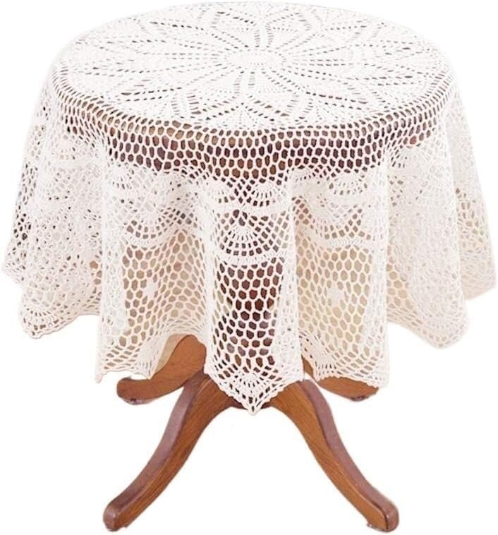 Nappe vintage en coton au crochet fait main pour table à manger
