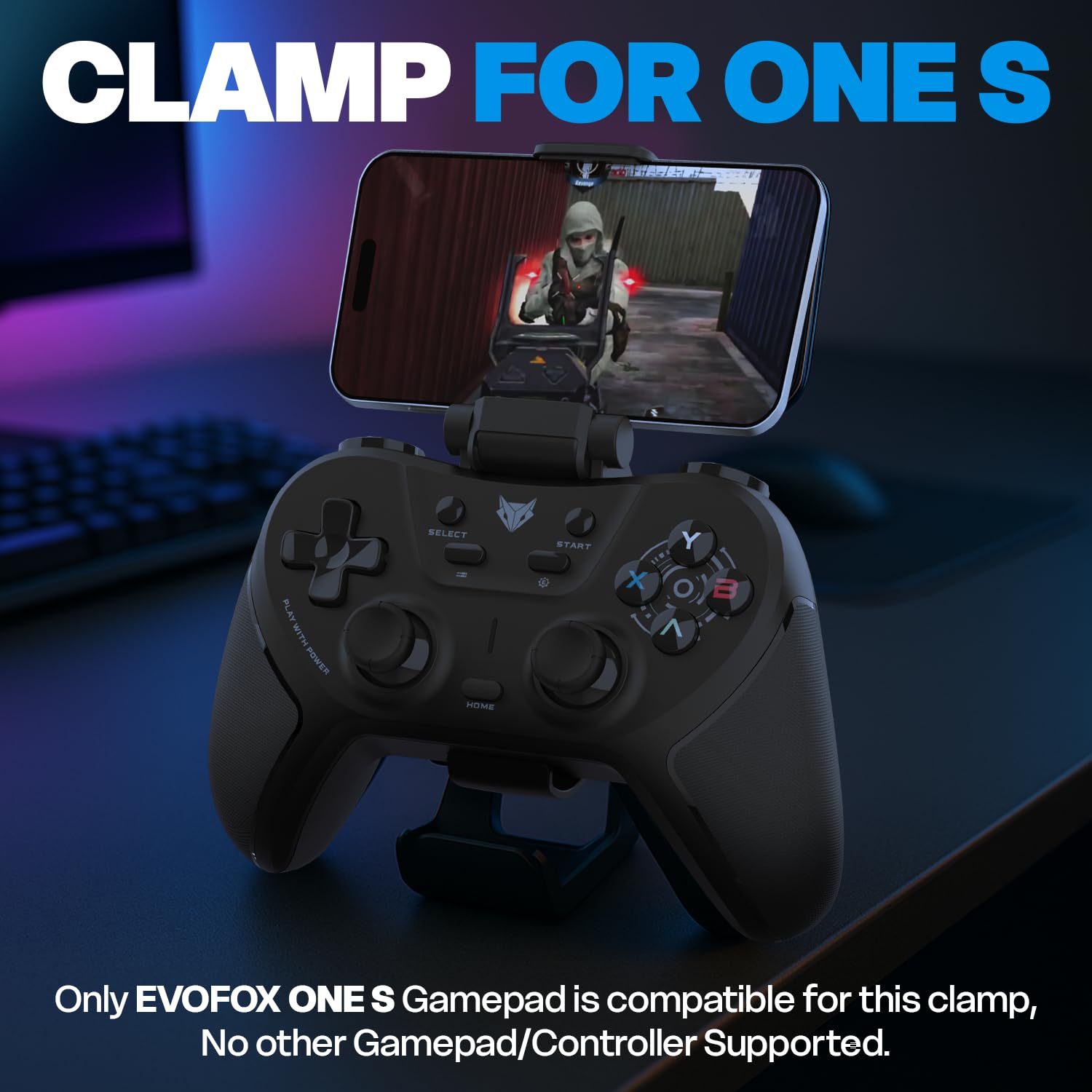 EvoFox One S Controller Clamp, 34g Lightweight Yet Strong ABS Plastic. Extendable Phone Mount for Universal Compatibility of Phone. (Exclusively Designed One S) (Controller Not Included) — Amazon image 2