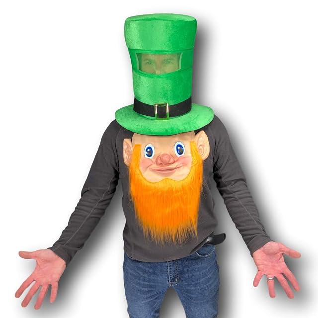 Rubber Johnnies Ireland Green Top Hat, Máscara facial Leprechaun, Día de San Patricio, adulto, talla única