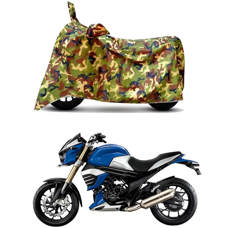 Image of Waterproof 100% PVC Coated Bike Scooty Two Wheeler Body Cover Compatible for Mahindra MOJO XT 300 STD /UV-Rays /Heat Protection /Birds Dropping /Scratchproof /Dust Proof /All [6X6 Jungle Print]
