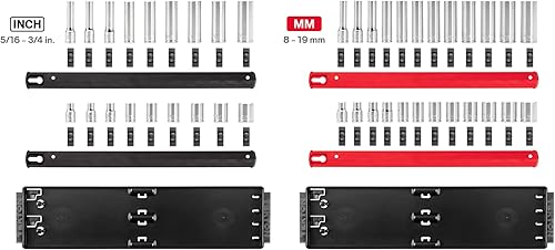 Miniatura 2 de TEKTON Juego de llaves de vaso de 12 puntos con rieles y bandejas, 42 piezas (516-34 pulgadas, 0.315-0.748 in)  SHD91219