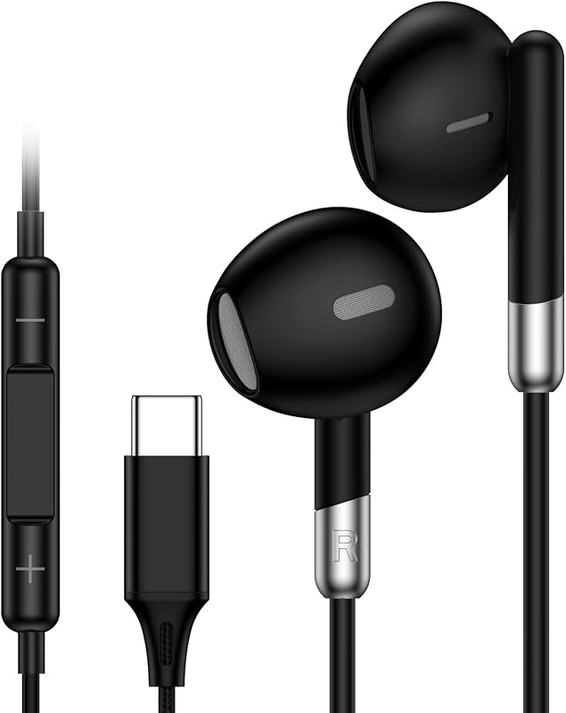 Google Pixel Wired Earbuds Earphones for Pixel 10a 10 10 Pro Fold 9a 9 8 7 | USB C Headphones Ear Buds Wired for iPhone 17e 17 Pro Max 17 Pro 17 Air 16e 16 Pro Max 16 Plus 16 15 14 with Microphone
