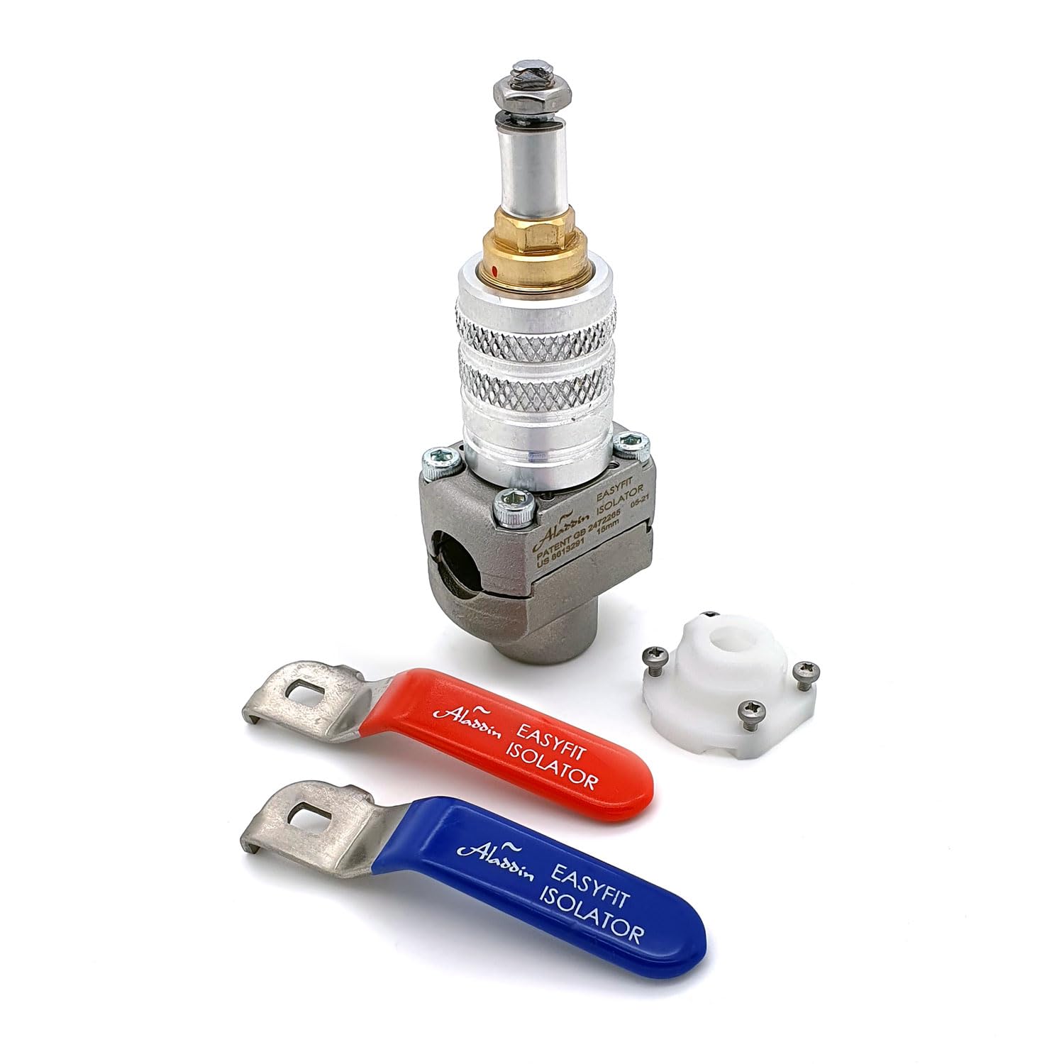 Unvented Components Europe Brass Aladdin Easyfit Isolator Pro, 15.5Mm Self-Cutting Isolation Valve, Live Pressurised Pipe Installation, Emergency Stop Tap