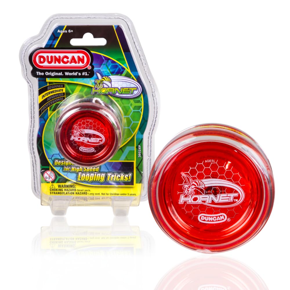 Toys Hornet Pro Looping Yo-Yo with String, Ball Bearing Axle and Plastic Body, Clear with Red Cap