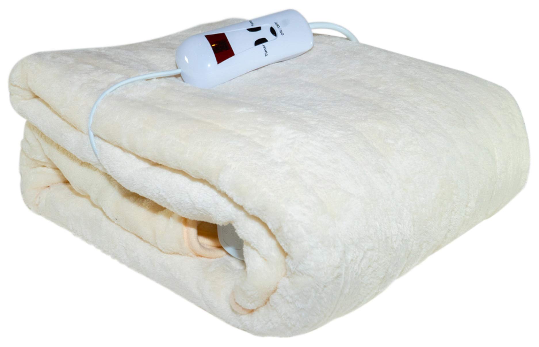Netagon Cream Schallen Branded Luxury Soft Heated Warm Throw Over Blanket With Timer & 10 Heat Settings - 120X160cm (Cream)