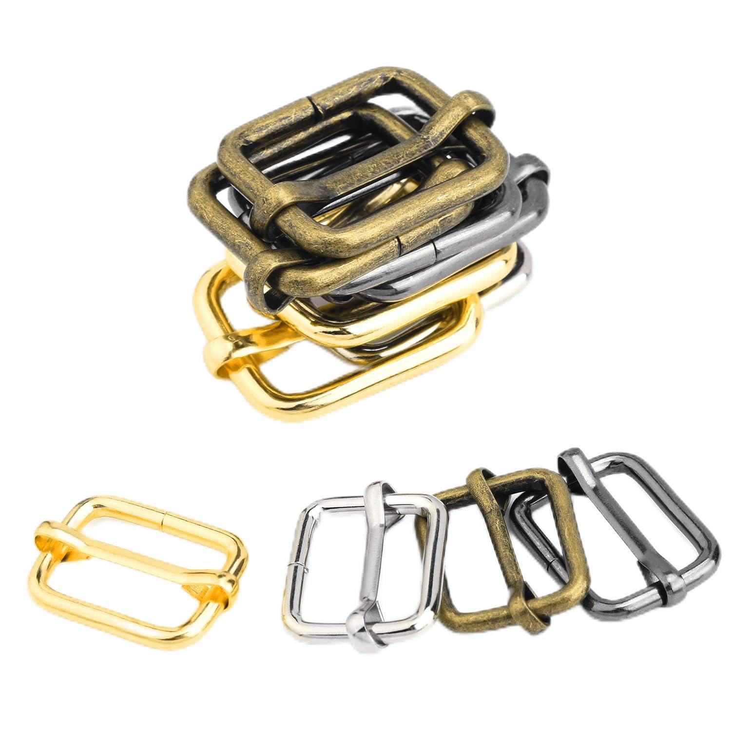 CooBigo Metal Rectangle Adjustable Slide Tri-Glides Buckle Pets Collar Strap Webbing Triglide Slider Buckles