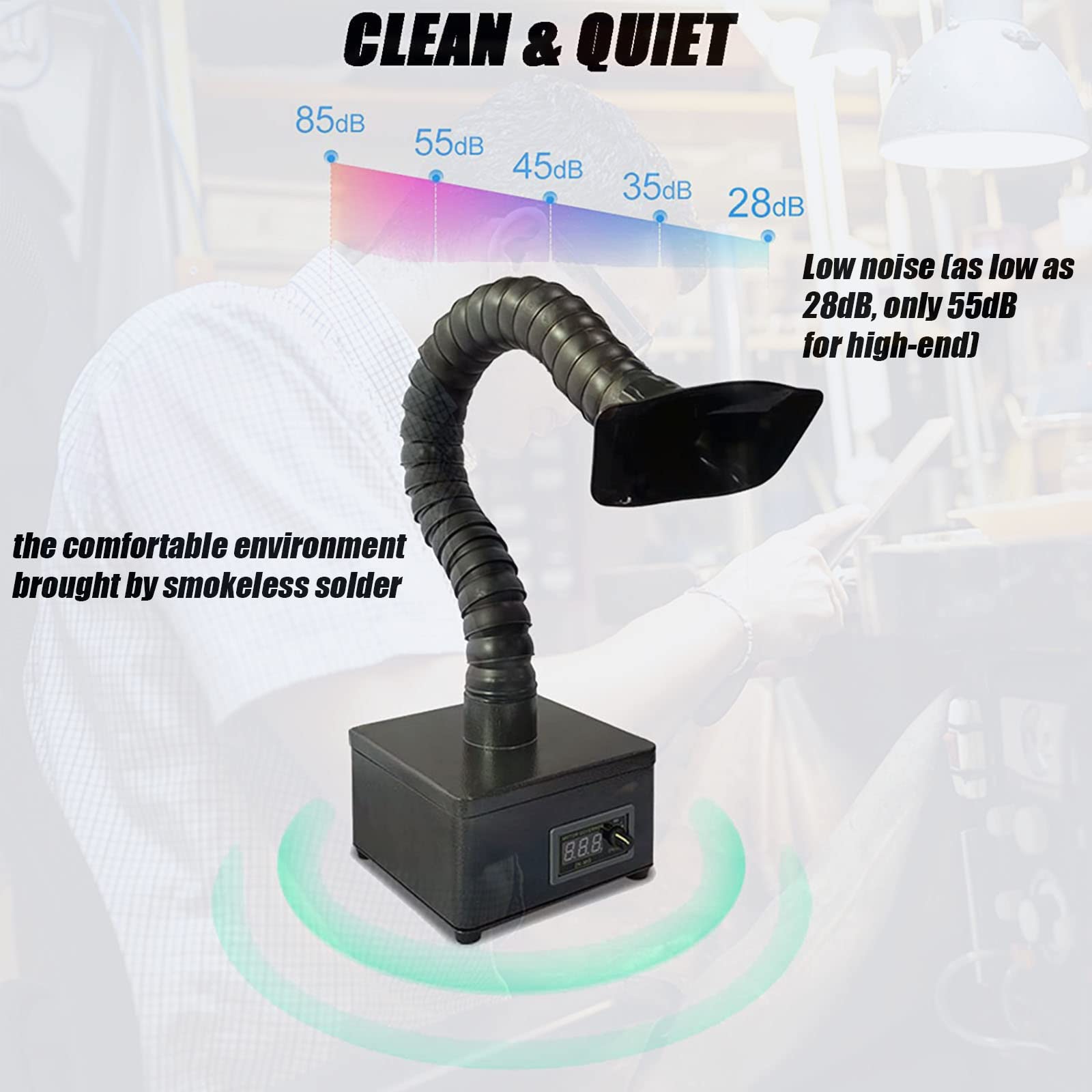 Mini Extractor De Humo De Soldadura, Filtros para Extractores De Humo, Absorbente De Humo De Humo, Extractor De Humo De Soldadura De Filtración De 4 Etapas para Estación De Soldadura ESD
