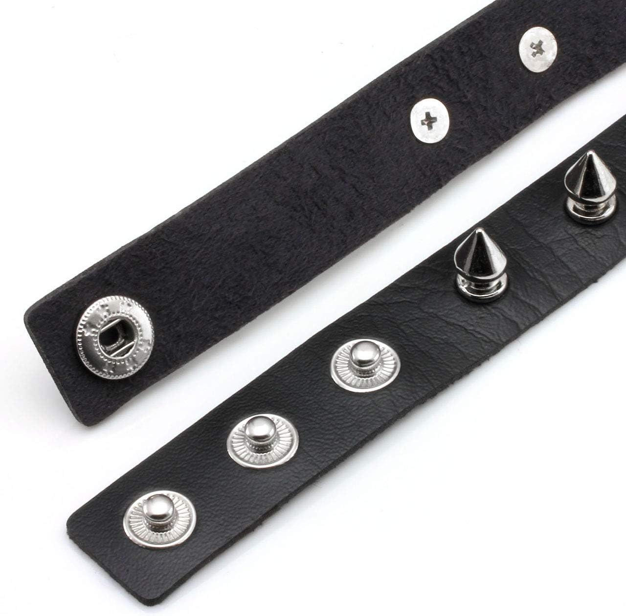 Manfnee Cool Punk Gothic Collar for Women and Men Black PU Leather Vingate Necklace Adjustable - Image 3