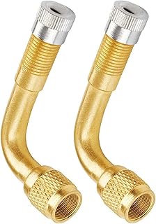 LEEGAWU 2-Pack Tire Valve Extension, 90 Degree Tire Valve Stem Extension Brass Adaptor Compatible for Passenger Cars, Stroller, Bicycles, Motorcycles, Trailers, RV and Recreational Vehicles (90°)