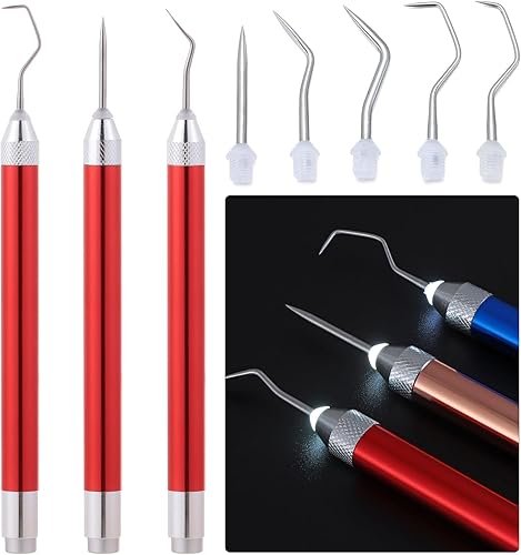 3 herramientas de deshierbe LED para vinilo, herramienta de deshierbe de vinilo con luz con pasador y gancho, para manualidades, siluetas, camafeos,
