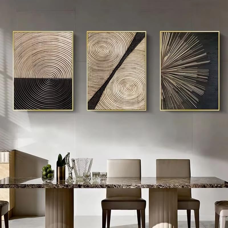 Tableau sur toile abstrait noir et or pour sublimer un salon moderne