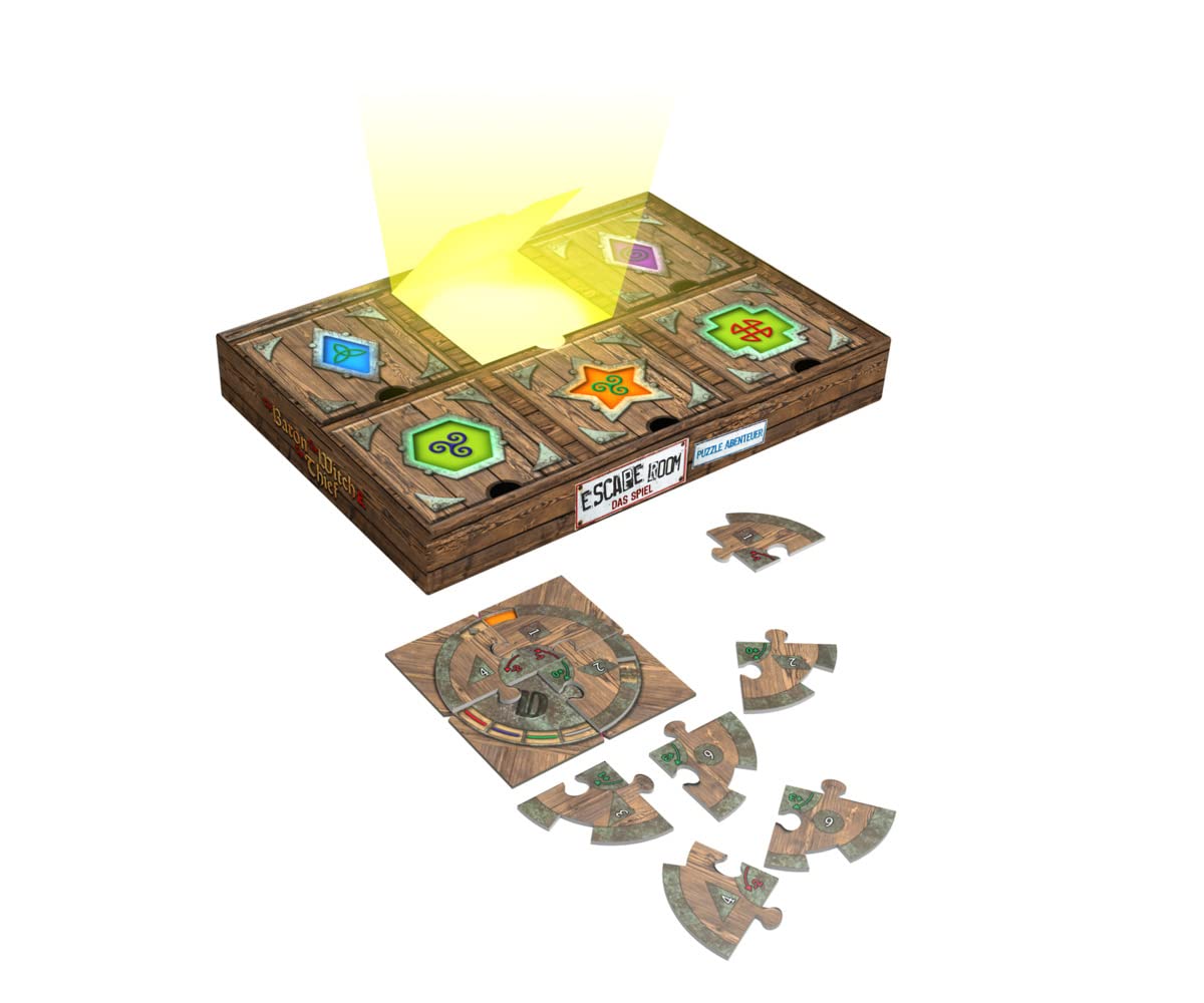 Noris Escape Room 606101976 - Puzzle con avventura, The Baron, The Witch & The Thief – Famiglia e gioco da tavolo per appassionati di puzzle, con 3 casi, dai 14 anni in su, marrone chiaro