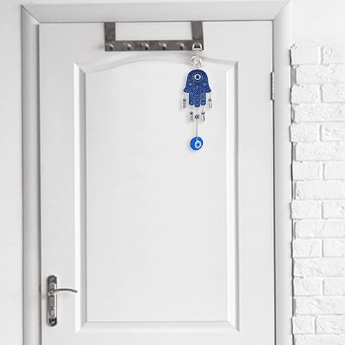 Miniatura 7 de WEBEEDY 2 dijes de protección contra el mal de ojo azul turco con amuleto de mano Hamsa para colgar en la pared, decoración del hogar para buena