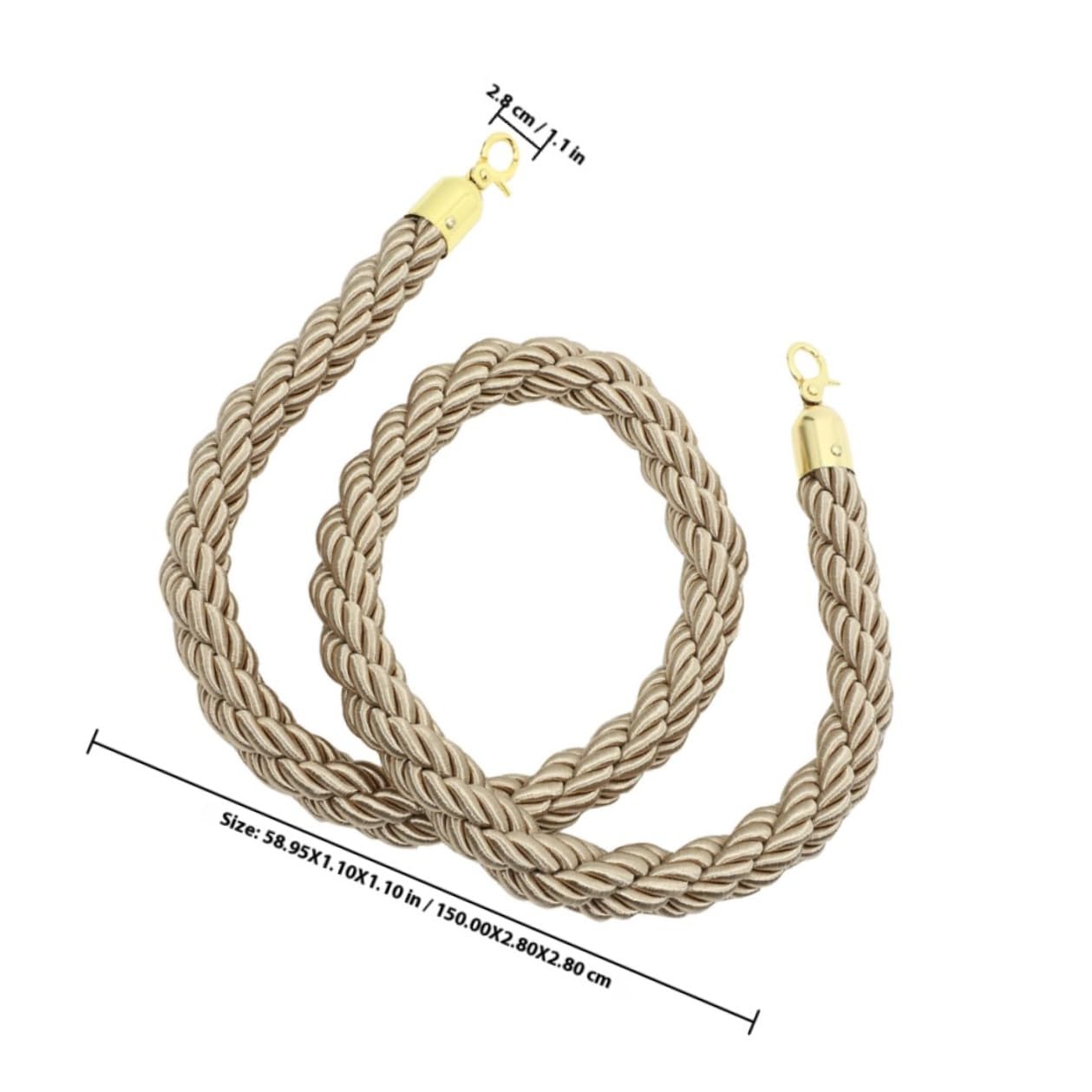 Cuerda de Barrera de Seguridad Trenzada de Yute Natural 28 Cm, 2 Unidades para Control de Multitudes, Cordón Resistente para Eventos, Control de Acceso y Delimitación Industrial