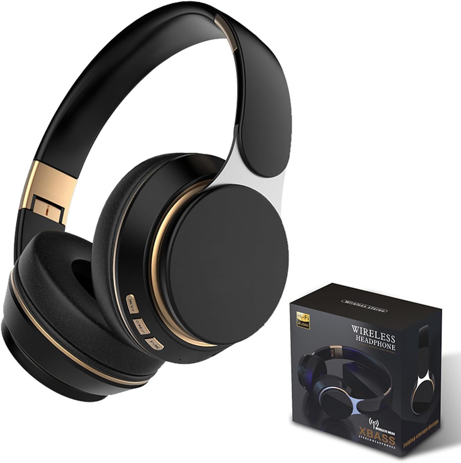 FAYAZ Wireless Headphones Over Ear, Bluetooth Headphone Wired and Wireless, Foldable Headset Hi-Fi Stereo Sound, Lightweight Wireless Headphones, with Built-in HD Mic, FM, SD/TF for PC/Home/Travel