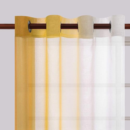 Miniatura 3 de DWCN - Cortinas semitransparente estilo ombré con ojales en la parte superior para sala