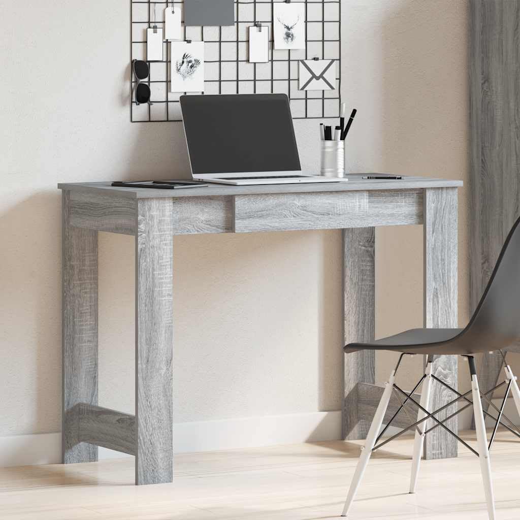 Scrivania grigio Sonoma, in legno Sonoma, 100 x 45 x 75 cm, tavolo da lavoro, scrivania per computer, segretario per casa, ufficio, studio, soggiorno, casa