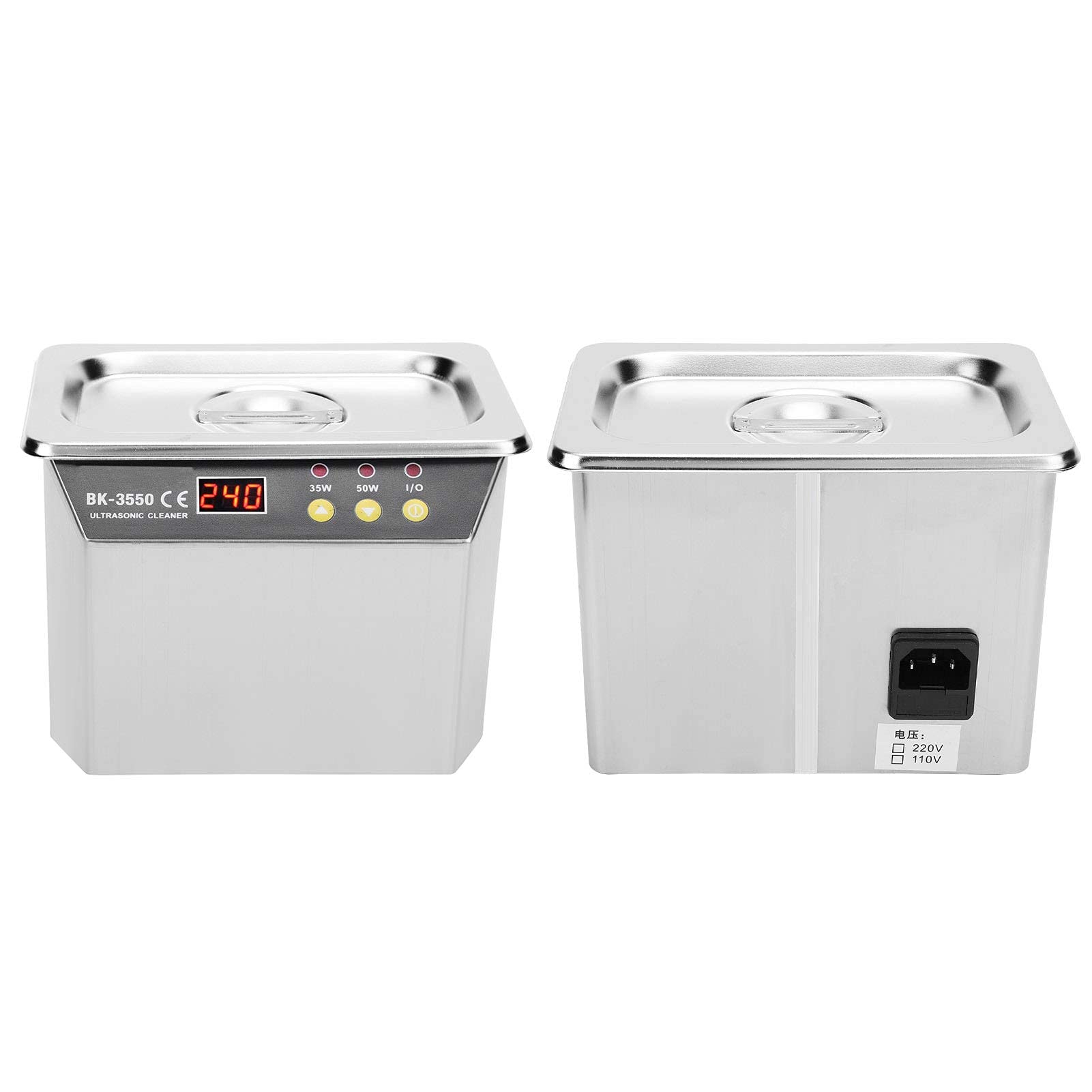 Detergente ad ultrasuoni da 0,8 L 110/220 V, display digitale a LED intelligente 304 macchina per la pulizia a ultrasuoni in acciaio inossidabile, per orologi, protesi(EU PLUG)