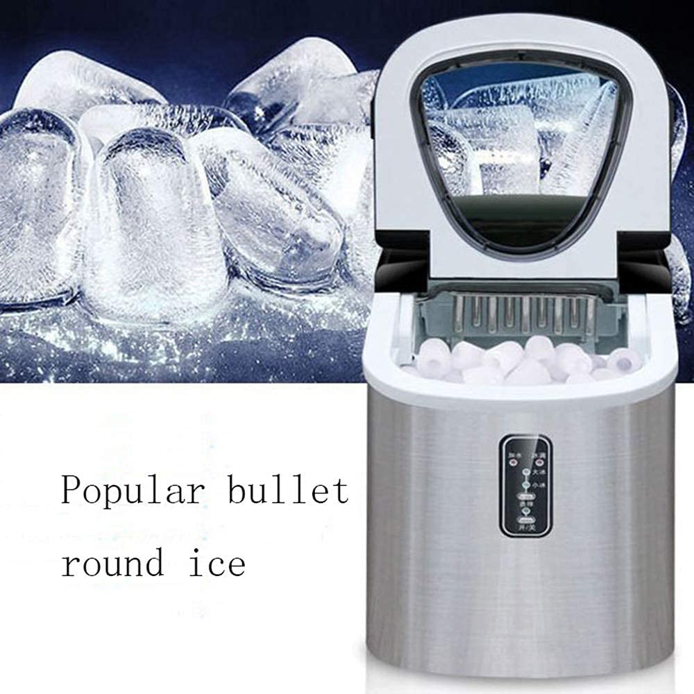 Portable Ice Maker Countertop 15Kg Ice in 24 Hours Ice Cubes Ready in 8 Mins Perfect for Parties Mixed Drinks Stainless Steel Finish