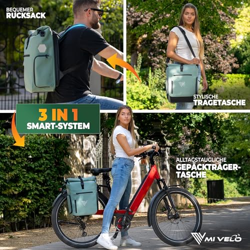 MIVELO 3in1 Fahrradtasche für Gepäckträger I Rucksack & Gepäckträgertasche hinten - in 15 Sekunden umgebaut I Fahrradrucksack 100%… – Ansicht 2