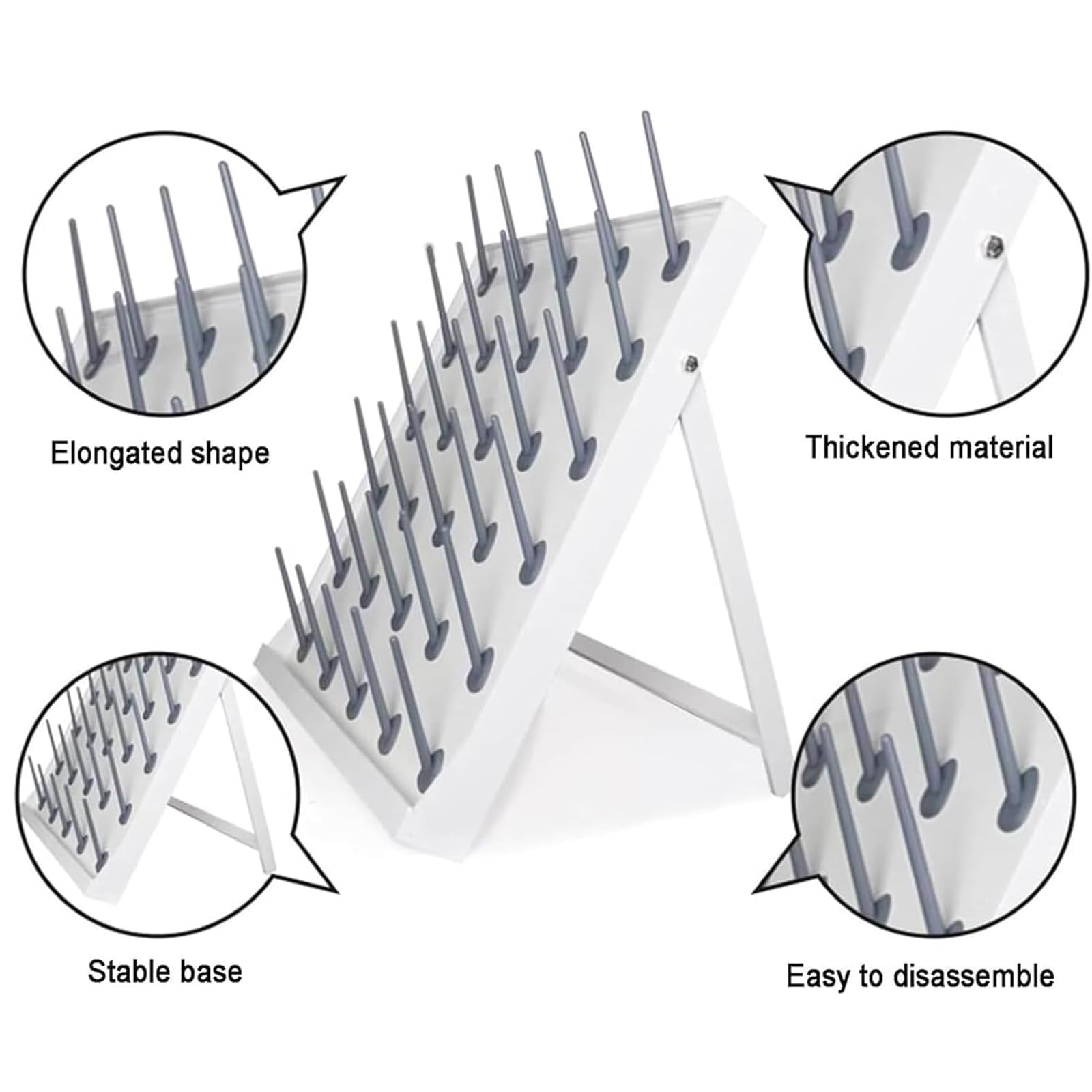 Estante de secado de cristalería de laboratorio con clavijas desmontables y diseño plegable para una organización eficiente de utensilios de laboratorio