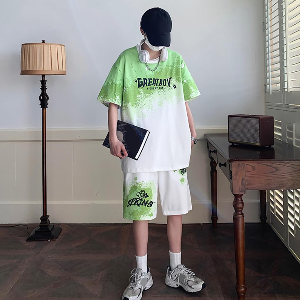 Amazon.co.jp: 夏服 メンズ グラデーション セットアップ スウェット