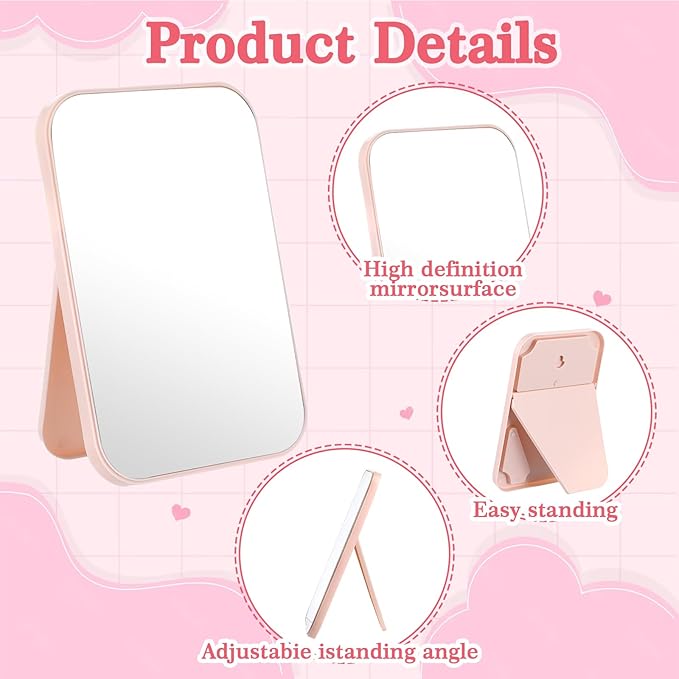 Kifmurase 10 Espejos de Maquillaje Portátiles Plegables, 8 Pulgadas, Rosa miniatura 4