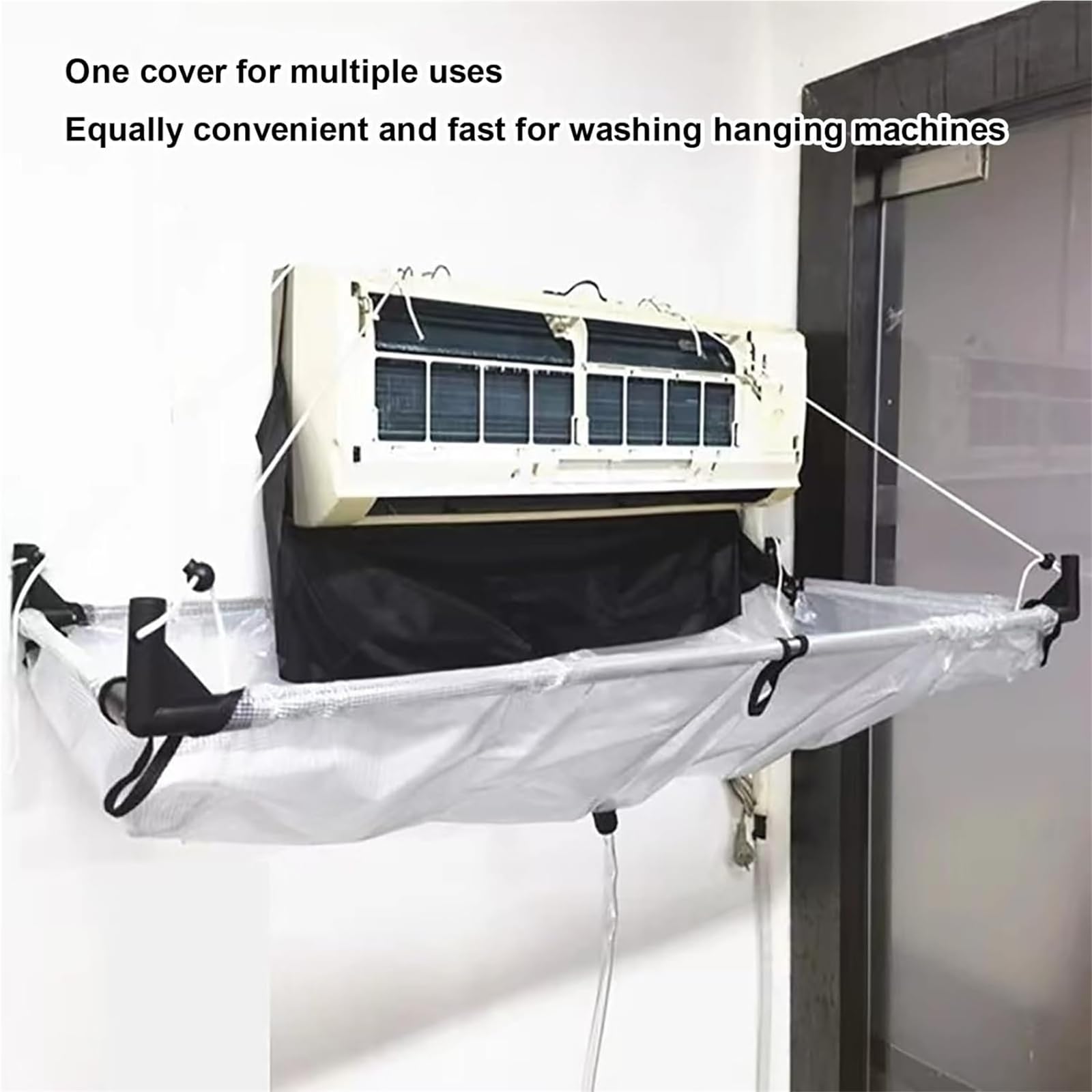 Limpiador de aire acondicionado de pared, cubierta de limpieza, impermeable, kit de bolsa de limpieza for minisplit, conducto(Clear,160cm x 45cm/63" x 18")