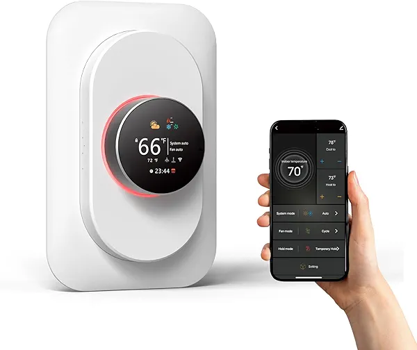 BSEED Wi-Fi Smart Thermostat for Home, Heat Pump Thermostat Touch Screen with Energy Saving, 7 Day Programmable (Holiday Mode), Works with Alexa and Google Assistant, White（C-Wire Adapter Included）