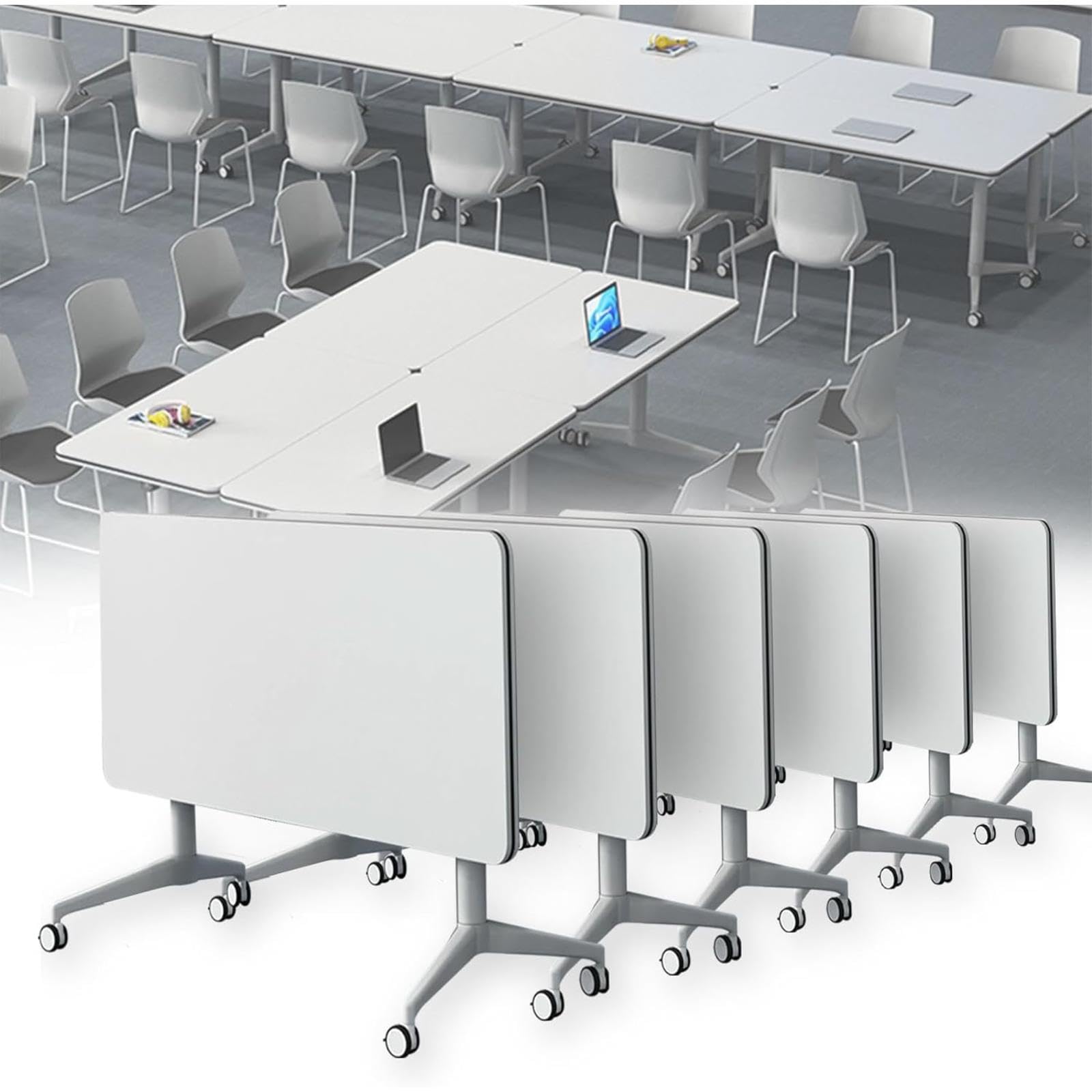 Scrivanie mobili con piano ribaltabile, set di 6 tavoli da conferenza pieghevoli di grandi dimensioni per ufficio, aule e riunioni, ideali per seminari di formazione e spazi di lavoro collab