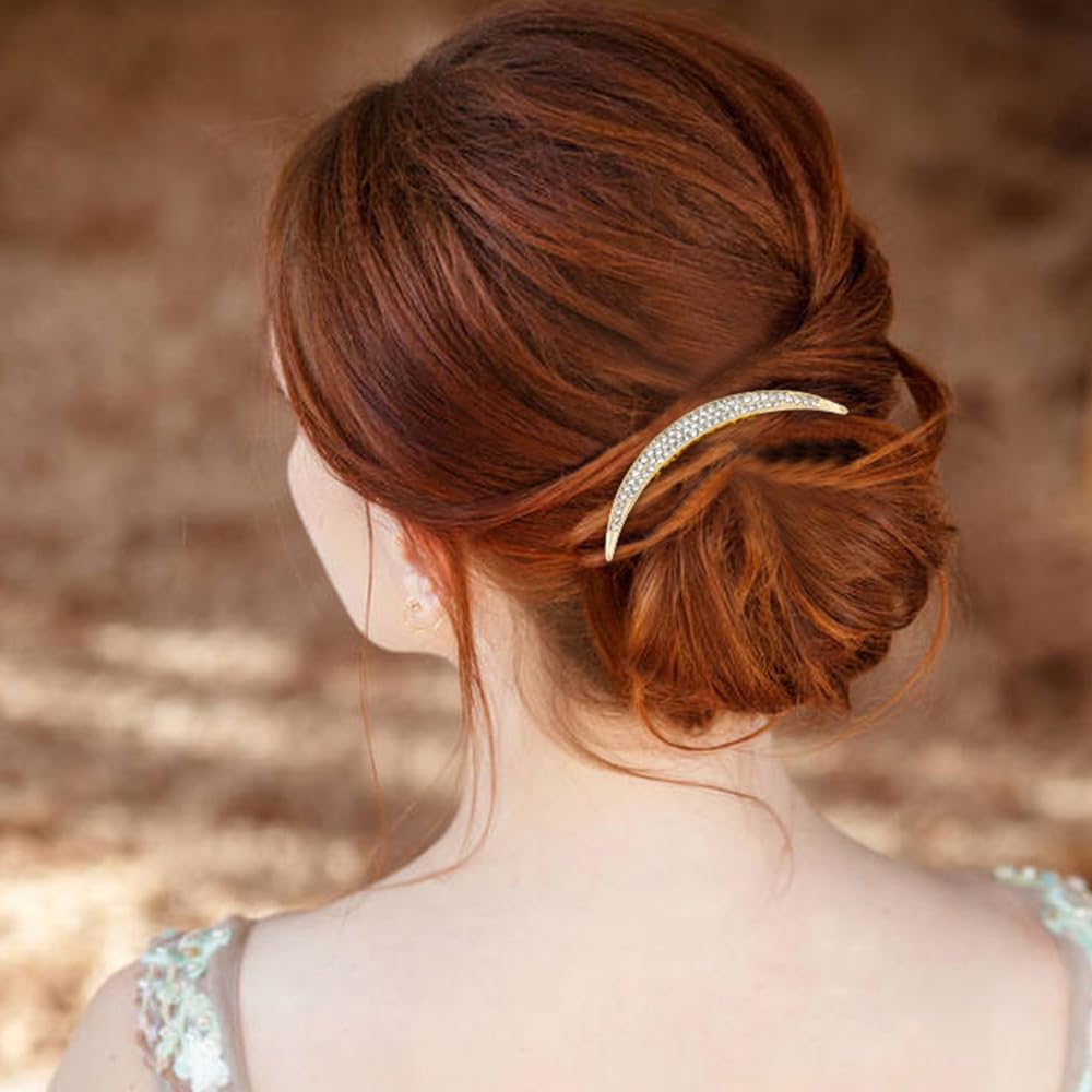 Dizila 8 Pieces Gold Metal Vintage Pearl Rhinestone Butterfly Flower Leaf Sun Moon Prom Bridal Wedding Hair Side Combs French Twist Hair Pins Grips Headpieces for Women Girls - Image 3