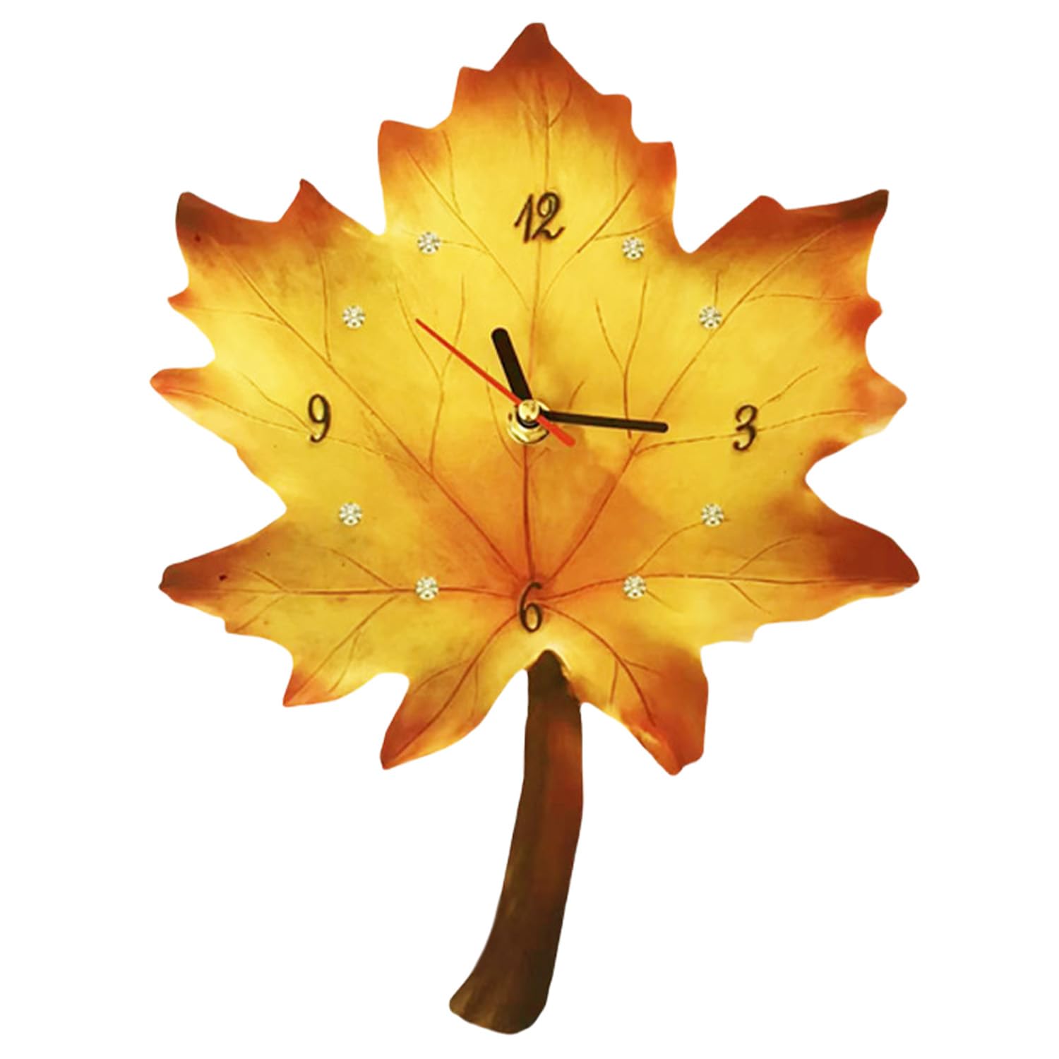 astylishome Wall Clocks 30 CM Vintage Classic Maple Leaf Shape Battery Operated Silent Non Ticking Clock for Living Room Kitchen Bedroom Office Decorative 1909