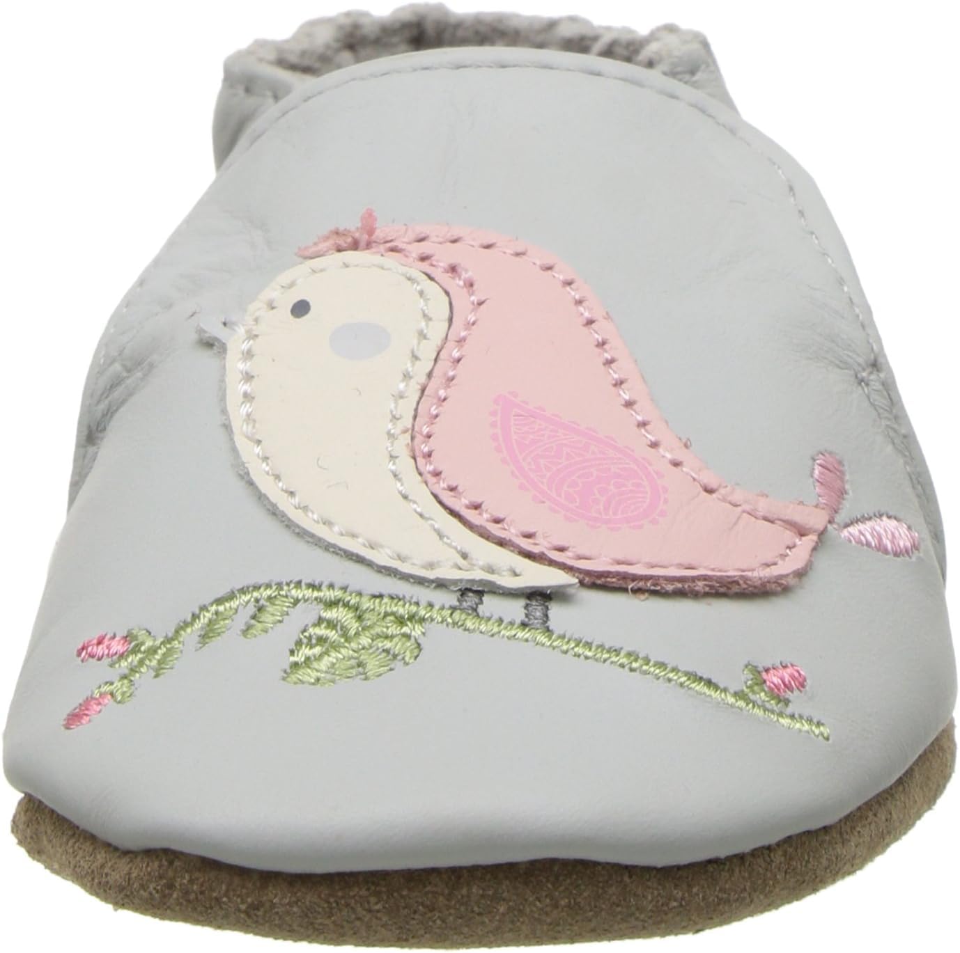 Robeez Baby Girls and Unisex Soft Soles Slip-Resistant Crib Shoes Slippers Moccasins for Infant and Toddler -Bird Buddies - 6-12 Months