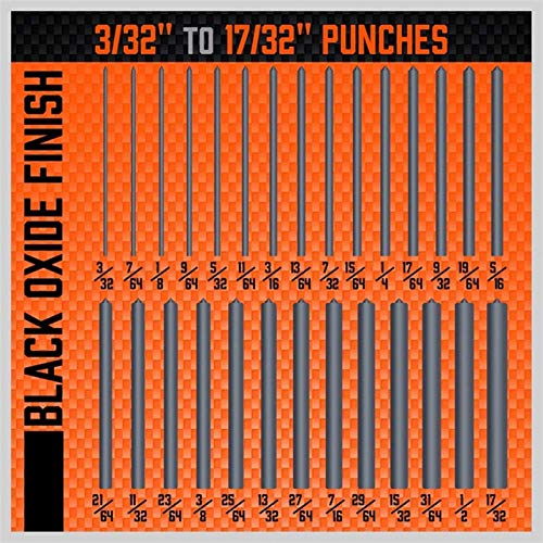 Kengbi Strong And Durable Punches And Chisels 28-Piece Transfer Punch Set, 3/32 Inch - 1/2 Inch, Heat Treated Alloy Steel Forging #TOP2